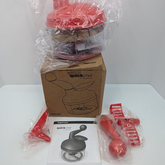 Quick Chef by Tupperware Red Chili Manual Food Processor Chopper Mixer New - Picture 1 of 7
